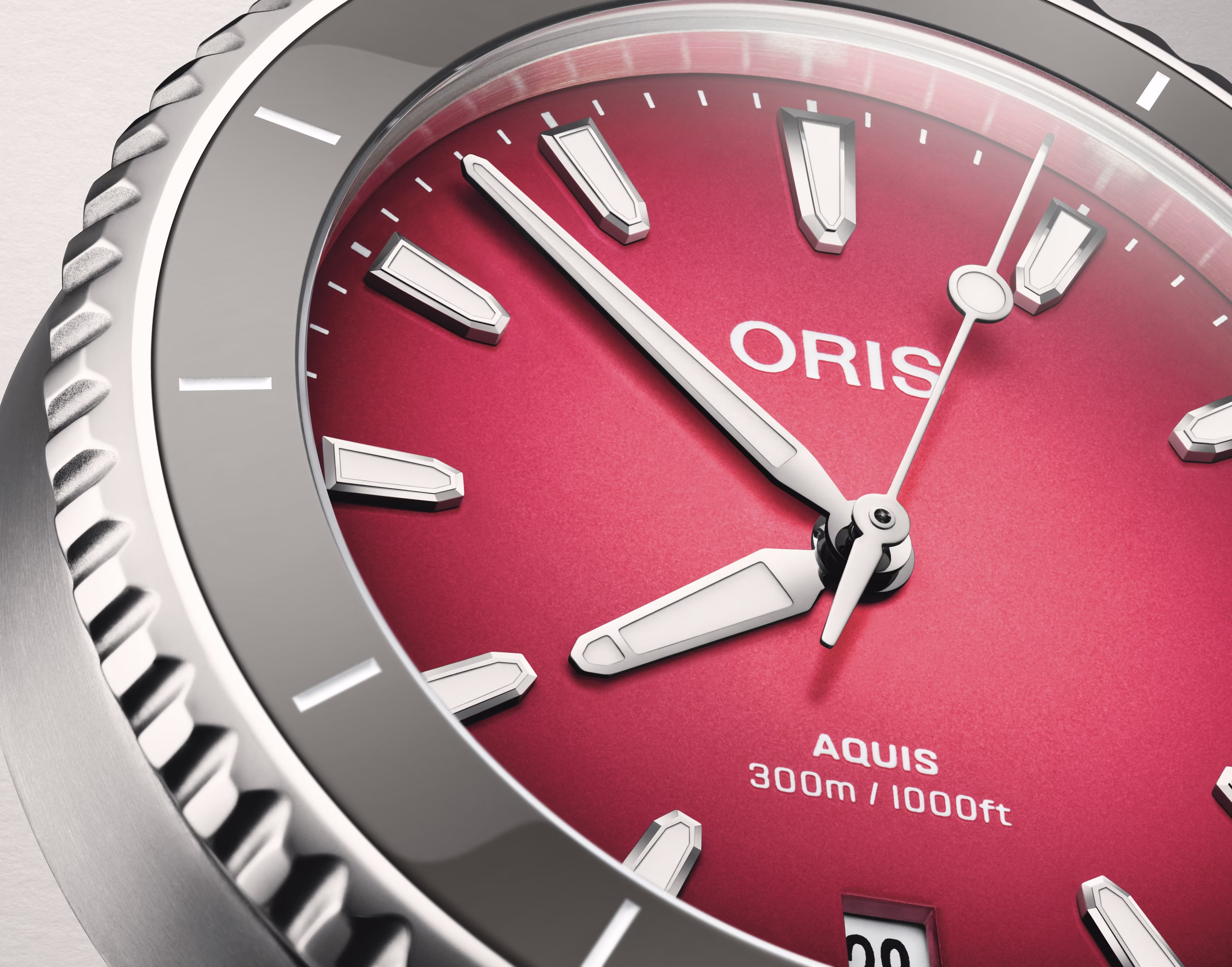 Oris Aquis Date Taste of Summer 36.5mm, ceramic bezel, stainless steel, pink ladies' watch 01 733 7792 4158-07 8 19 05P