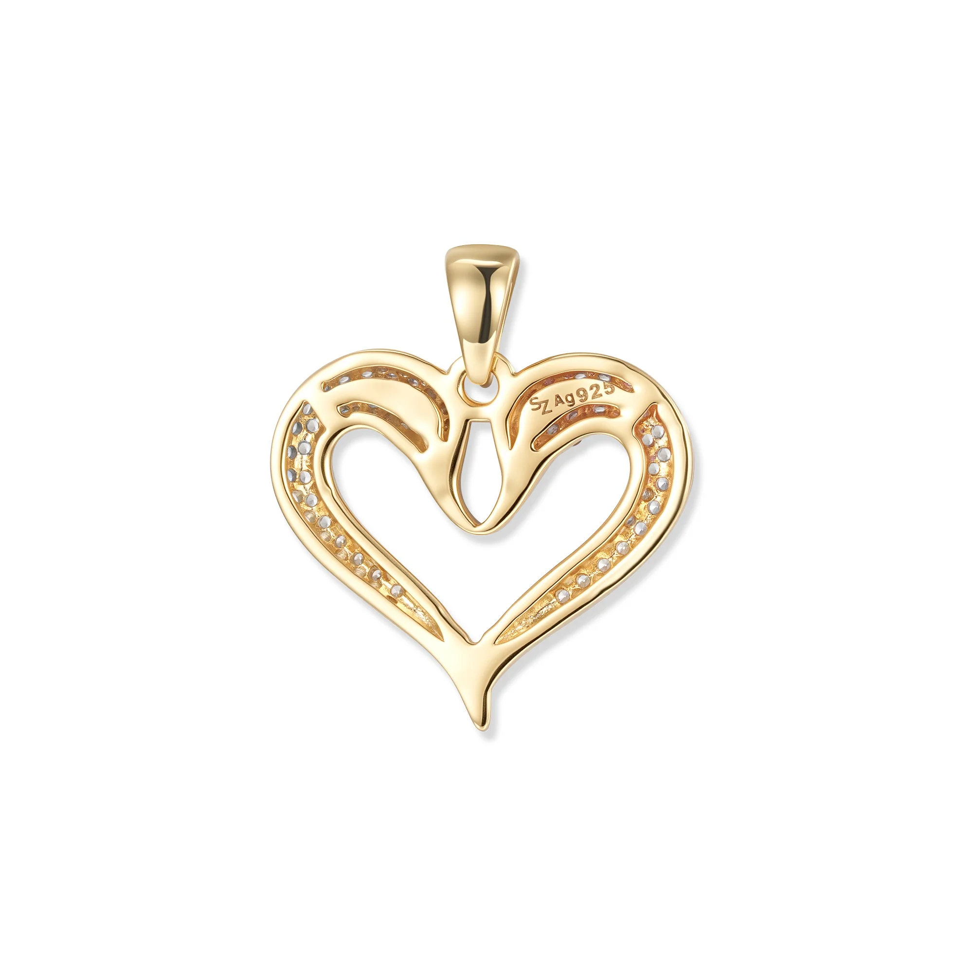 At the time, pendant Crystal Swan Heart Pendant, Zirconia, 18K gold plated