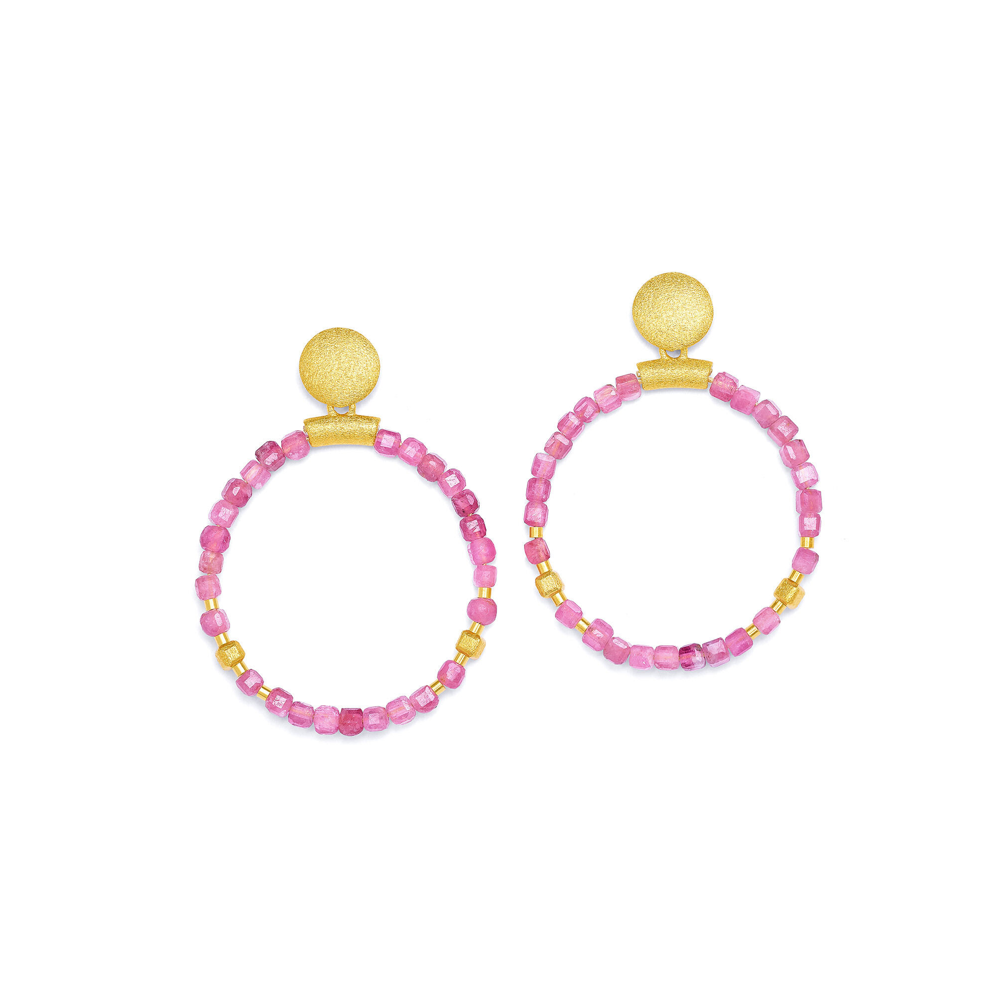 Bernd Wolf Ohrringe Rondela Designlinie Cubes, Turmalin pink