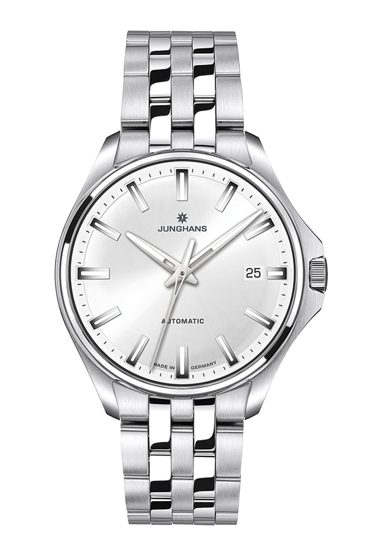 Junghans Meister S Automatic 36, Gangreserve bis zu 38 Stunden, Silber, Edelstahlband Herrenuhr 27/4683.44