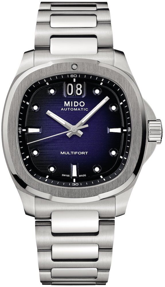 M049-526-11-041-00 Mido Multifort TV Big Date Herrenuhr M049.526.11.041.00 Set mit blauem Kautschukarmband