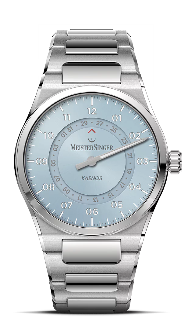 Meister Singer Kaenos Open Date Sonnenschliff Eisblau Herrenuhr KSOD914