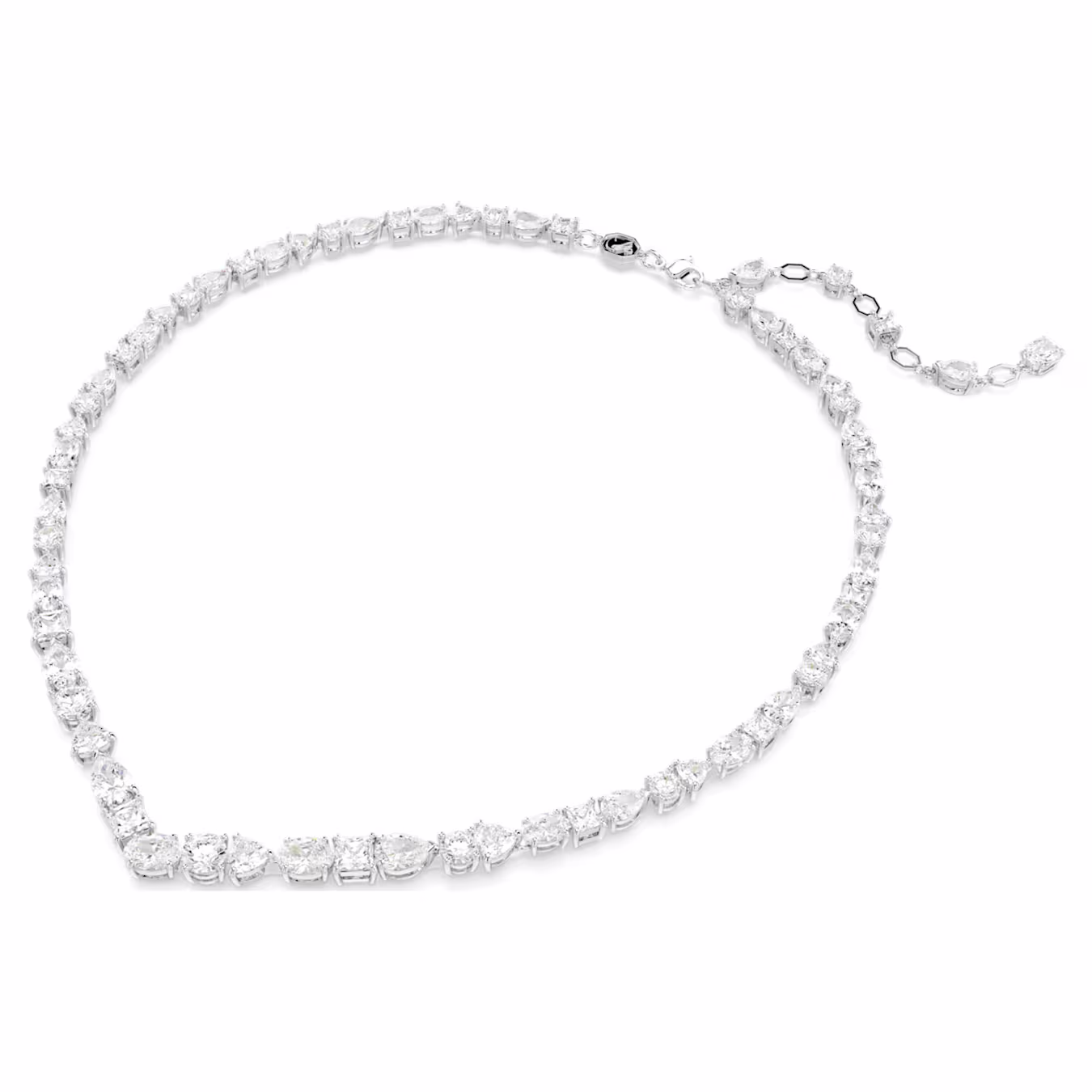 Swarovski Mesmera Necklace, Various Cuts, White, Rhodium Plated