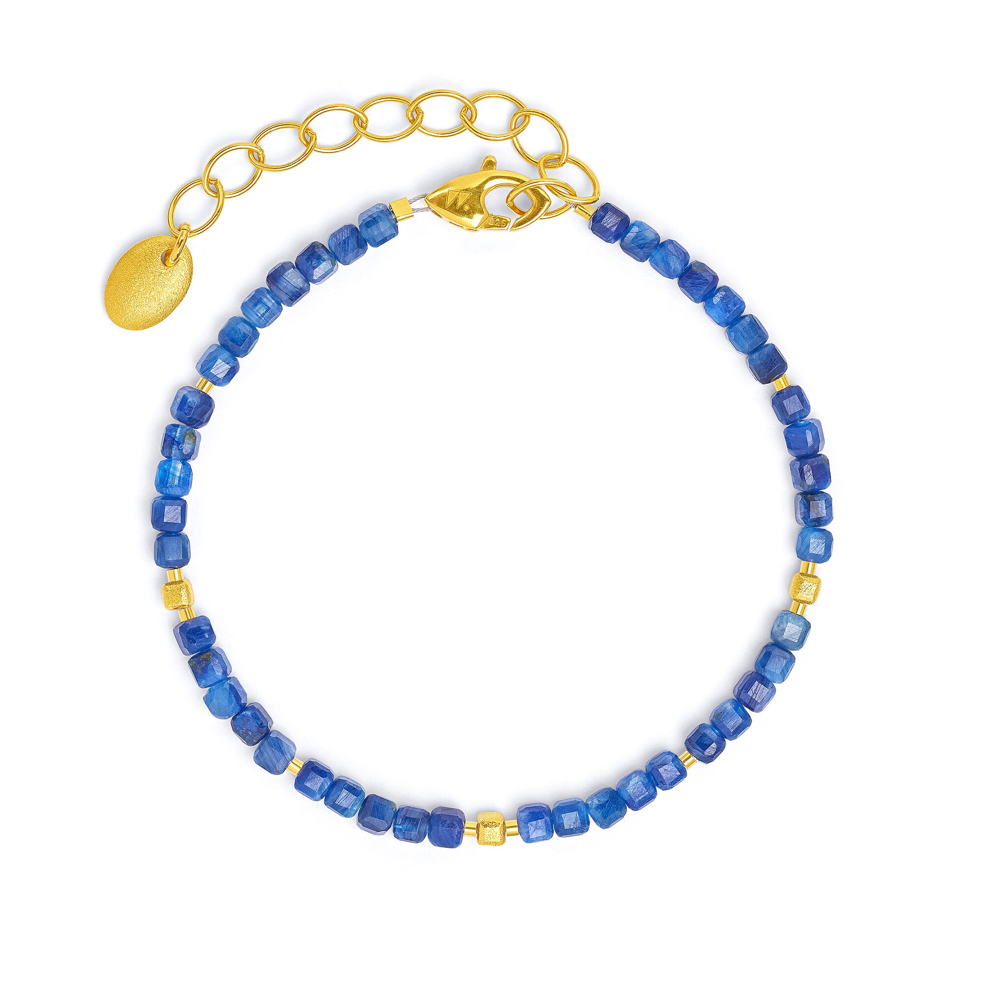 Bernd Wolf Armband Cuseno Designlinie Cubes, Kyanit, Blau, Gold, 17-21cm