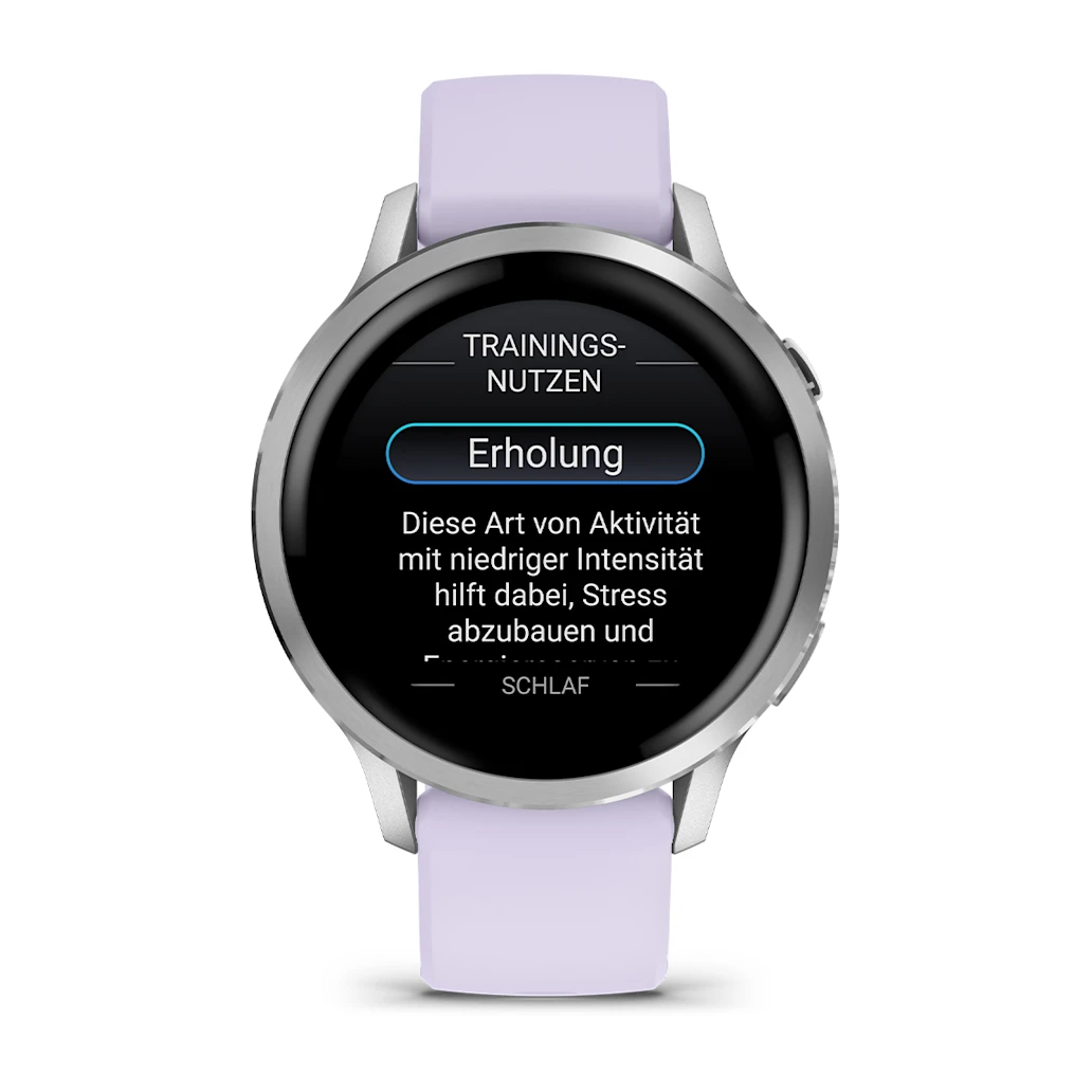 Garmin Venu® 4 - 41 mm Grau/Silber mit Schnellwechsel-Silikon-Armband 18 mm Lavendelblau Unisexuhr 010-03013-01