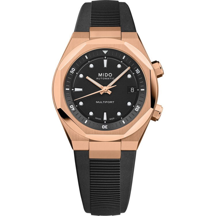 Mido Multifort 8 two crowns, Roségold, Kautschukband Herrenuhr M047.507.37.051.00