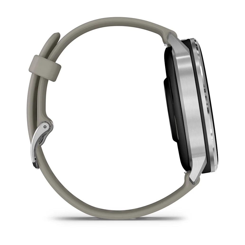 Garmin Venu® 4 - 45 mm Schwarz/Silber mit Schnellwechsel-Silikon-Armband 22 mm Grau Unisexuhr 010-03014-01