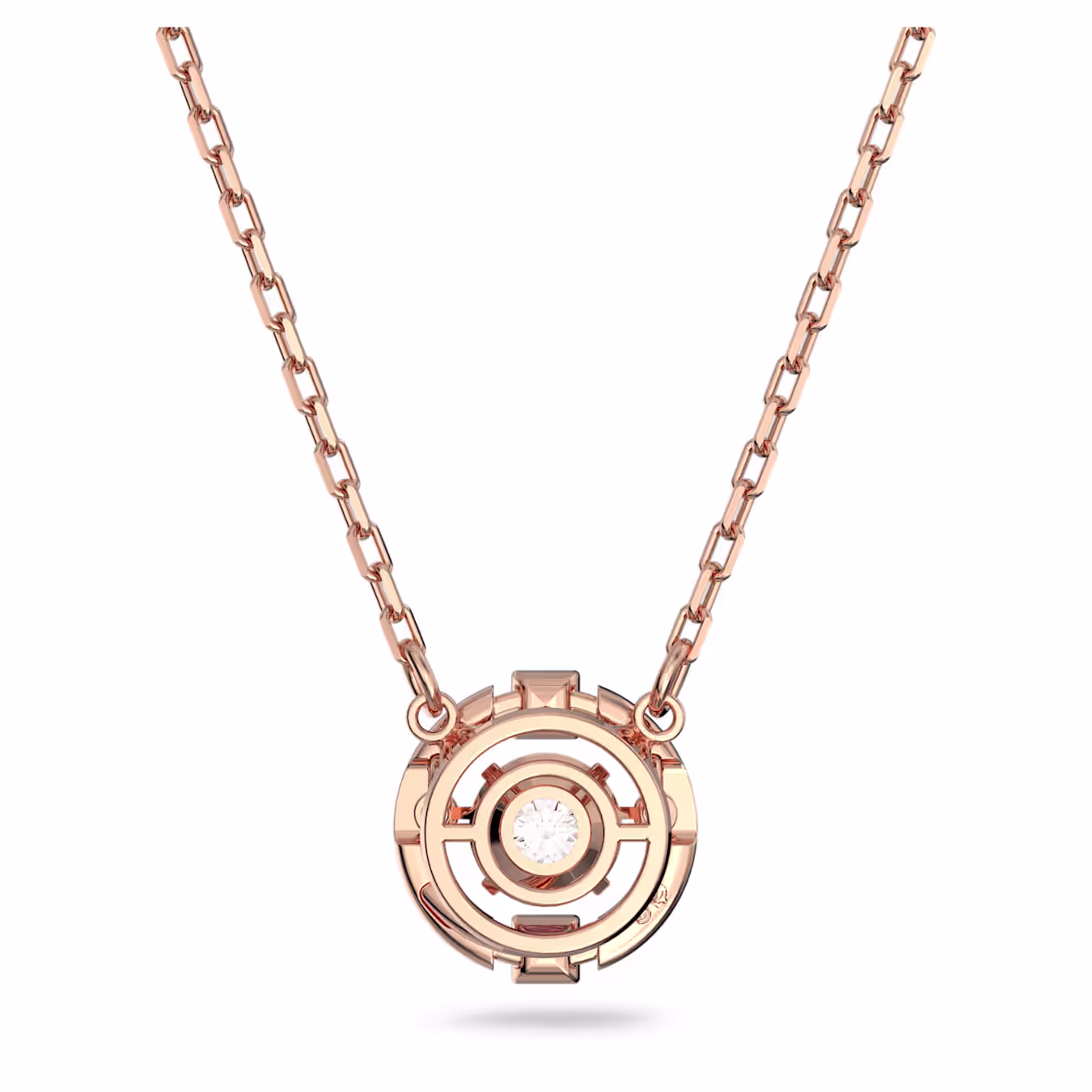 Swarovski  Una Halskette Rundschliff, Weiß, 18k rosévergoldet