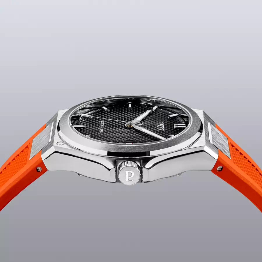 1977 ARSENE Automatique, 41 MM, Cadran Noir, Bracelet Caoutchouc FKM Orange Men's Watch 1977P02138