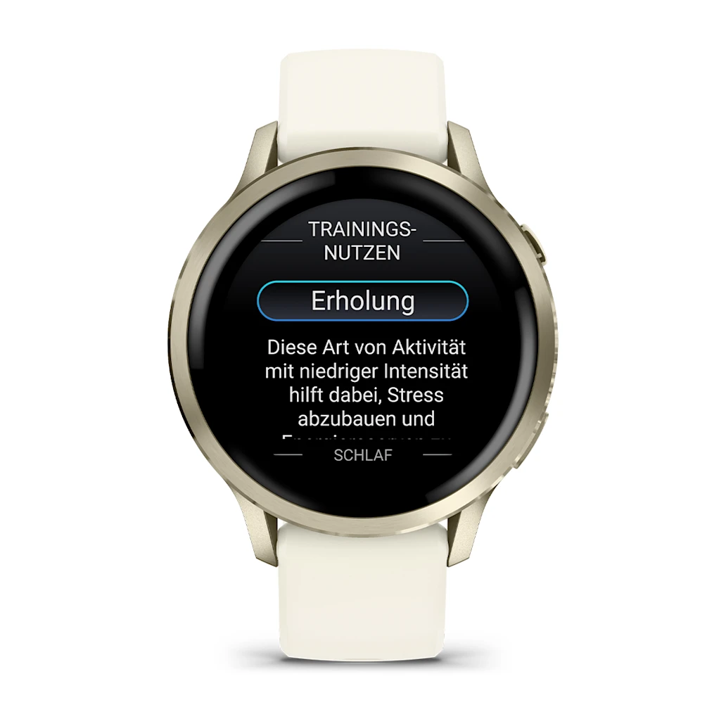 Garmin Venu® 4 - 41 mm Beige/Lunargold mit Schnellwechsel-Silikon-Armband 18 mm Bone Unisexuhr 010-03013-00
