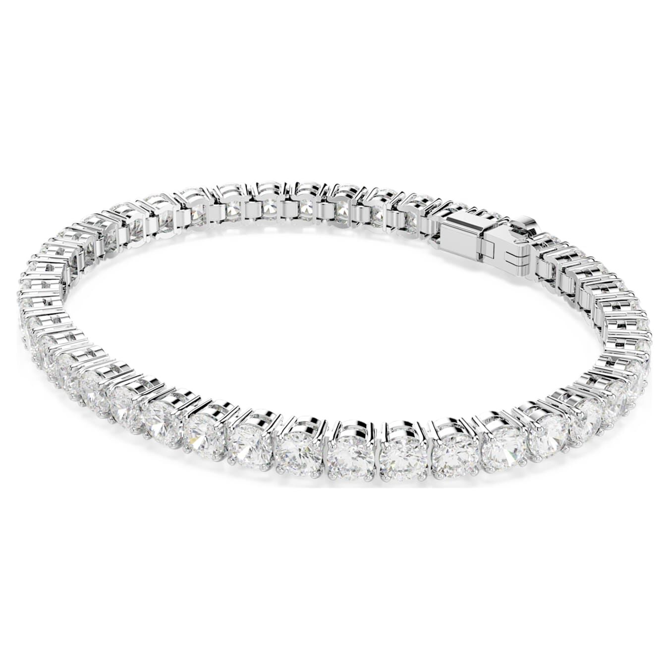 Swarovski Matrix Tennis Armband Rundschliff, Weiß, Rhodiniert