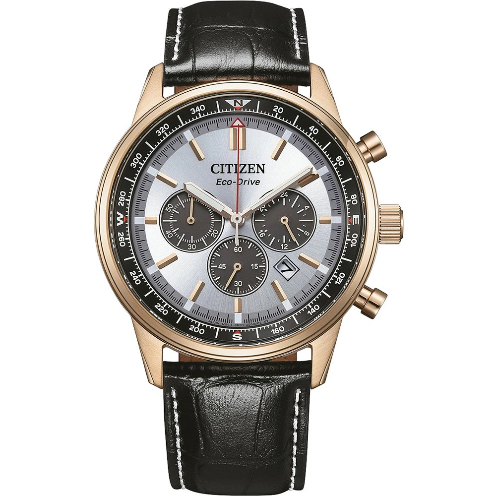Citizen Eco-Drive Classic Chronograph Roségoldfarbene Edelstahlgehäuse, 42 mm Herrenuhr CA4723-03A