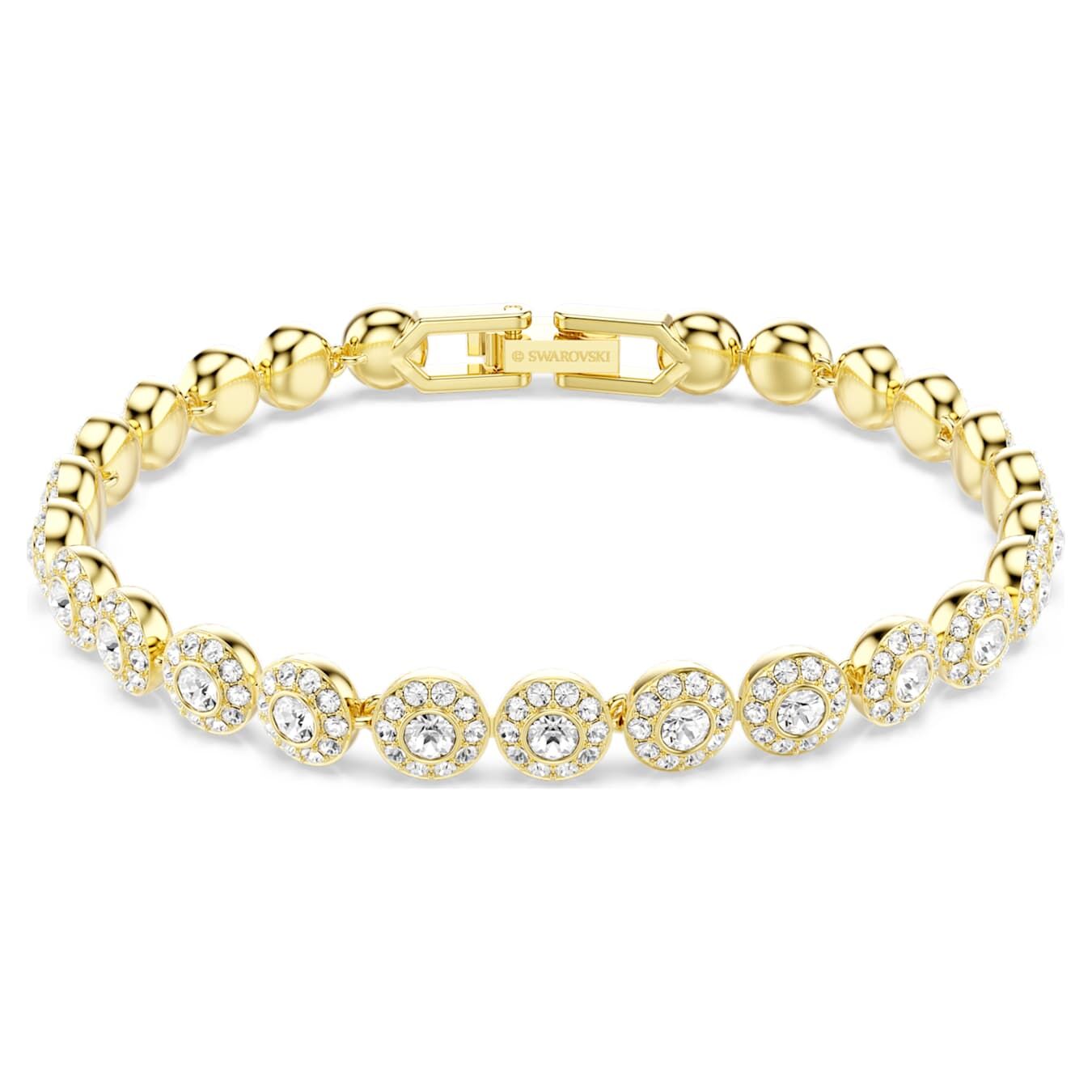 Swarovski Una Angelic bracelet, round cut, white, gold alloy layer