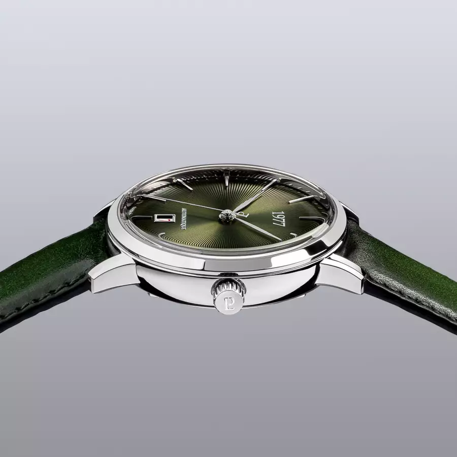 1977 EDMOND Automatique, 40 MM, Cadran Vert Olive, Bracelet Cuir Vert Men's Watch 1977P01177