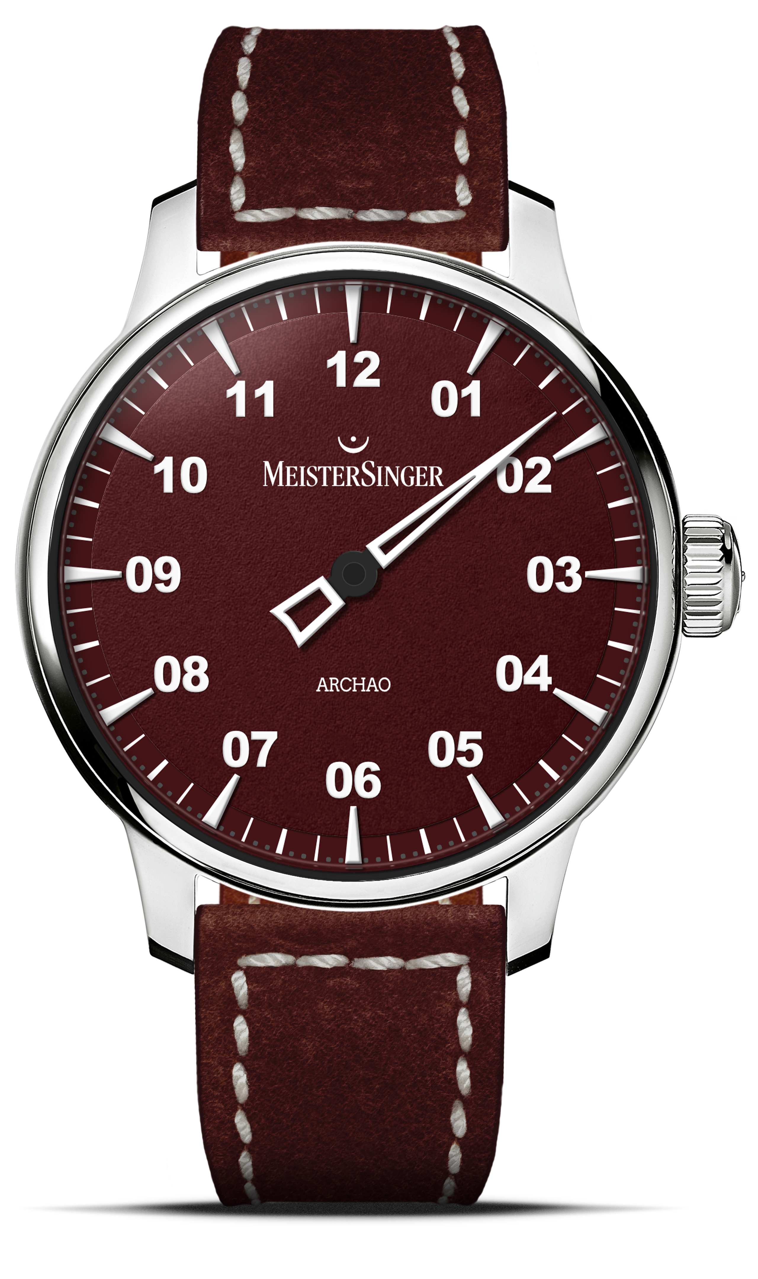 Meister Singer Archao DLC, Rot, Automatikwerk, 43mm, Lederband Herrenuhr AR911BL