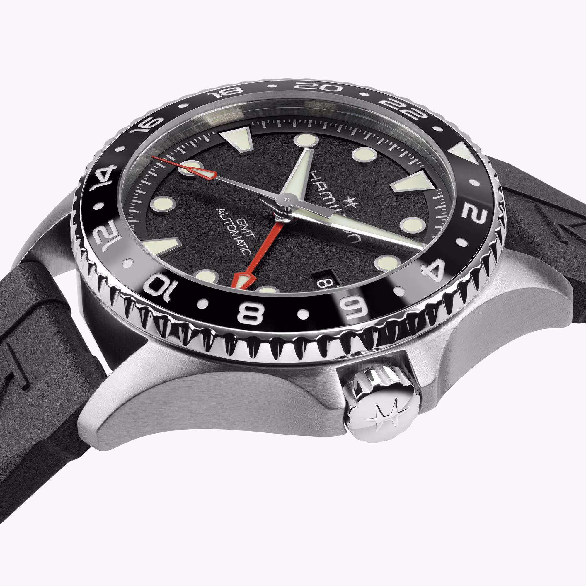 Hamilton Khaki Navy Scuba Auto GMT Black Rubber Strap 43mm Men's Watch H82555330