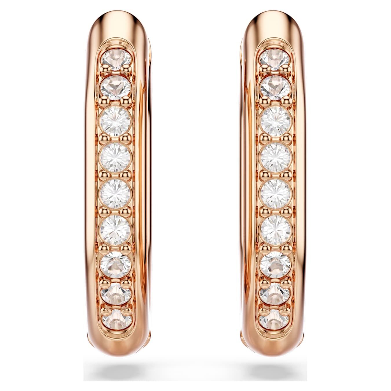 Swarovski  Dextera Kreolen Achteckform, Rundschliff, Klein, Weiß, Roségold-Legierungsschicht