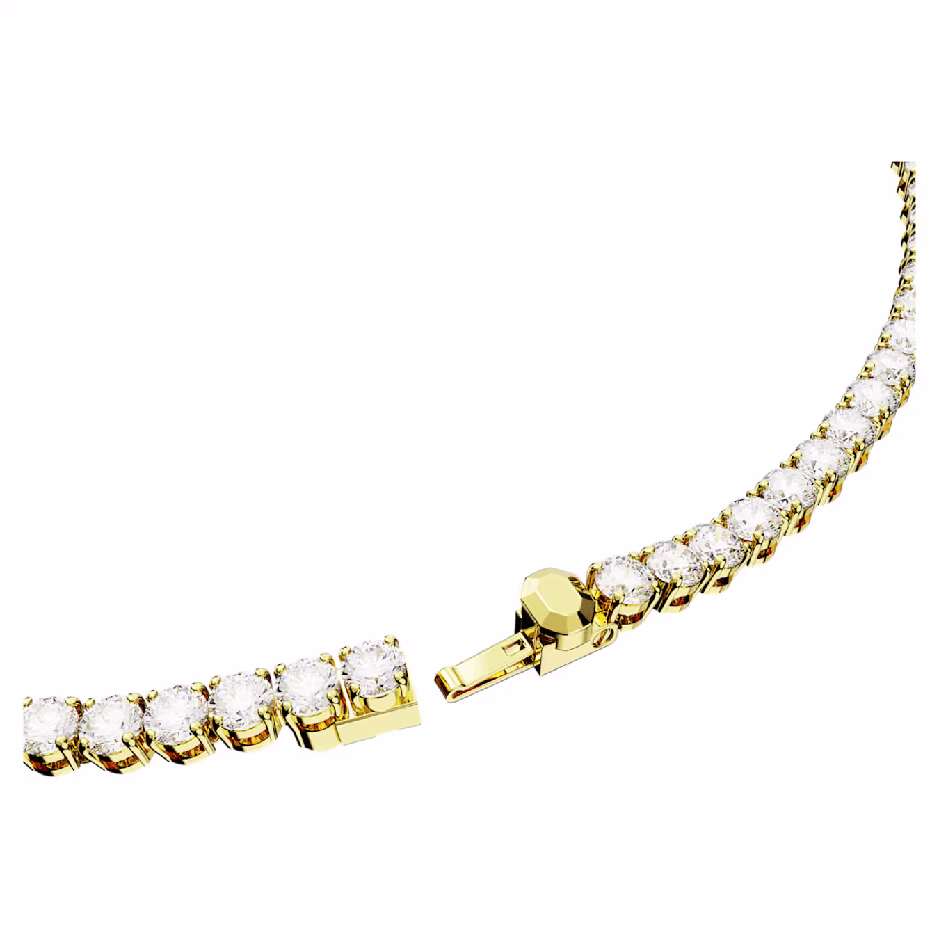 Swarovski Matrix Tennis Halskette Rundschliff, Weiß, 18k vergoldet