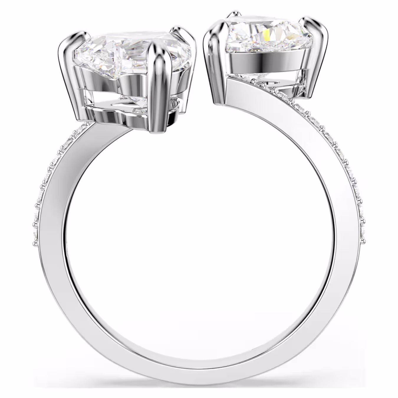 Swarovski Mesmera Open Ring Heart Cut, Pavé, White, Rhodium Plated