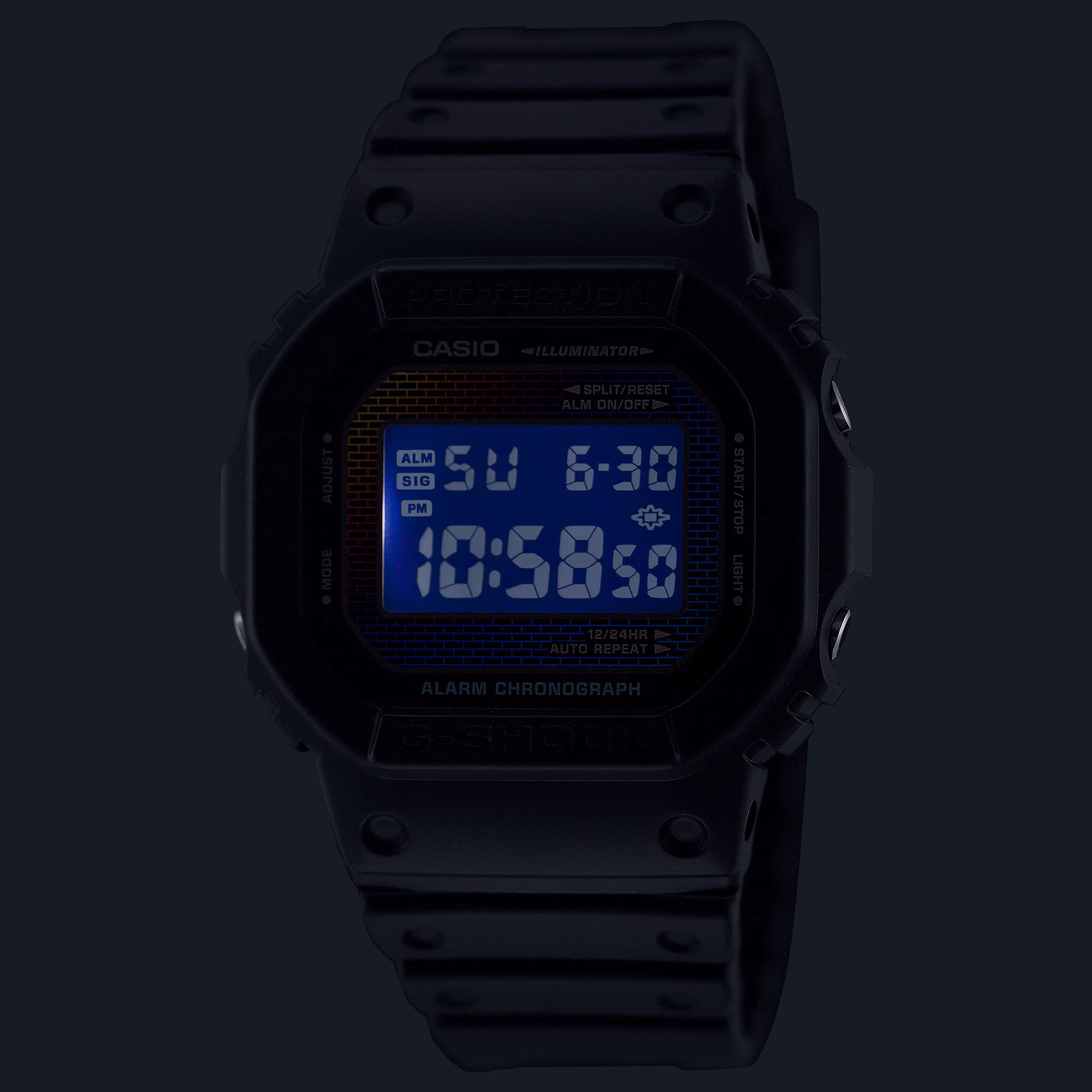 G-Shock G-Shock Alarm Chronograph, Digital Schwarz / Regenbogen, Quarz Unisexuhr DW-5600RW-1ER
