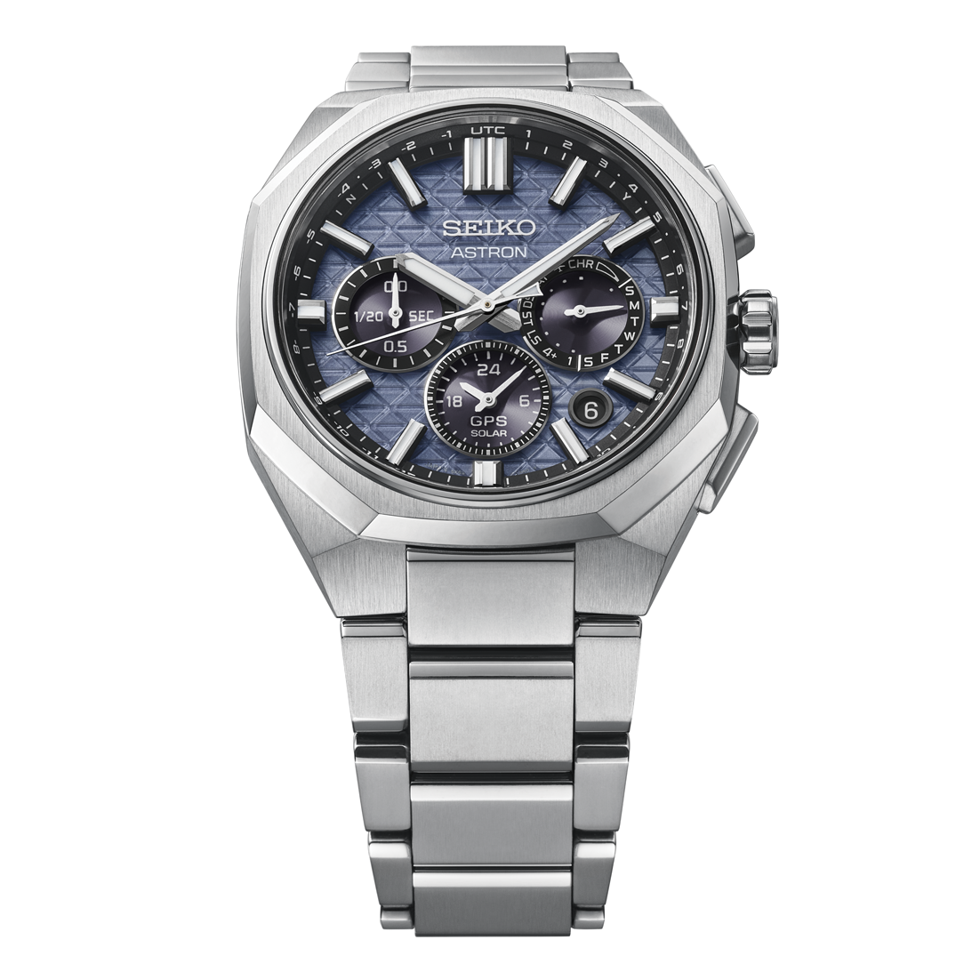 Seiko Astron  GPS Solar,  Titangehäuse, Blau, Läuft etwa 6 Monate Herrenuhr HAB001J1