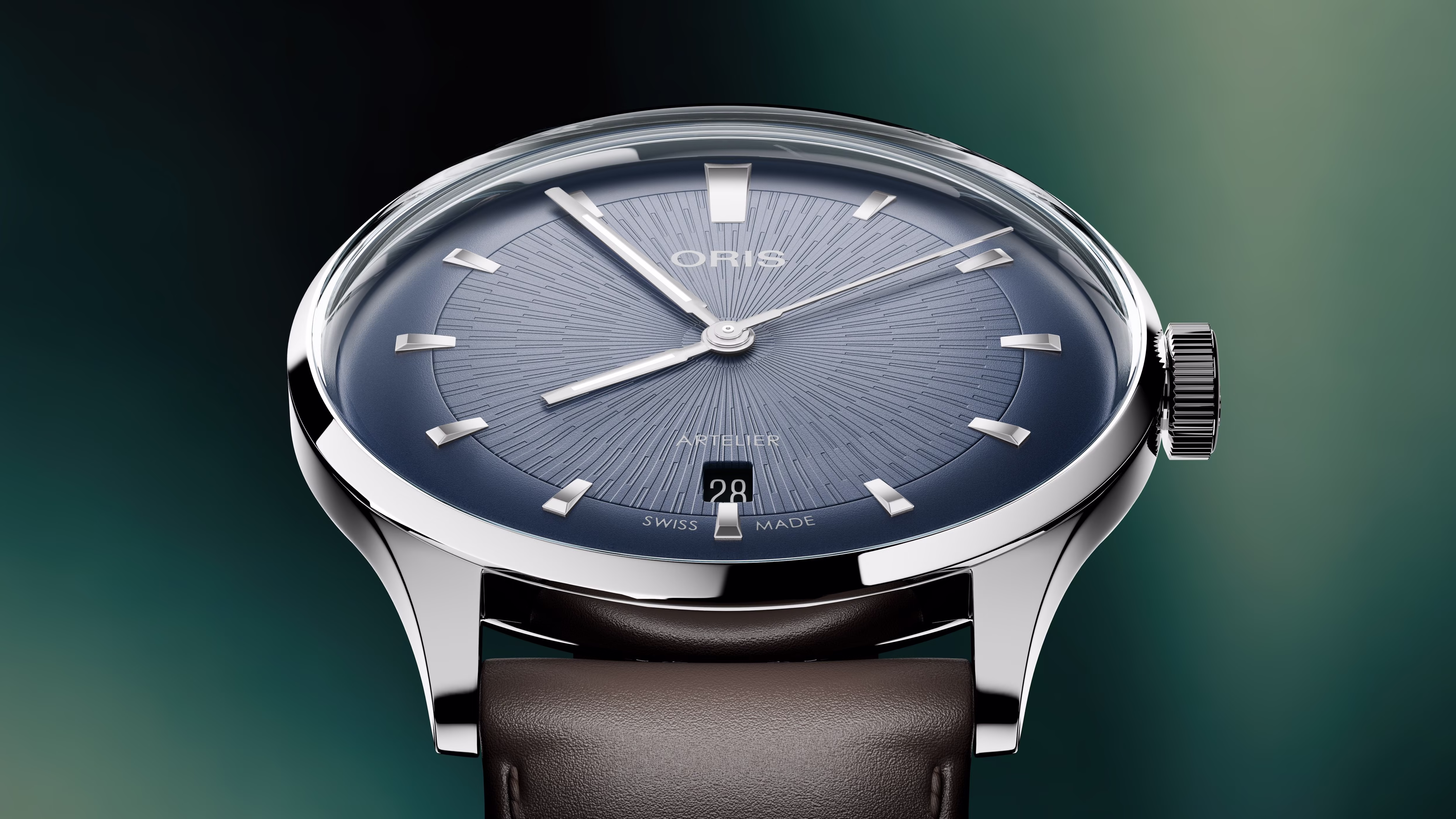 Oris Artelier Date, 38mm, leather strap, automatic, blue men's watch 01 733 7810 4055-07 6 ​​20 17FC