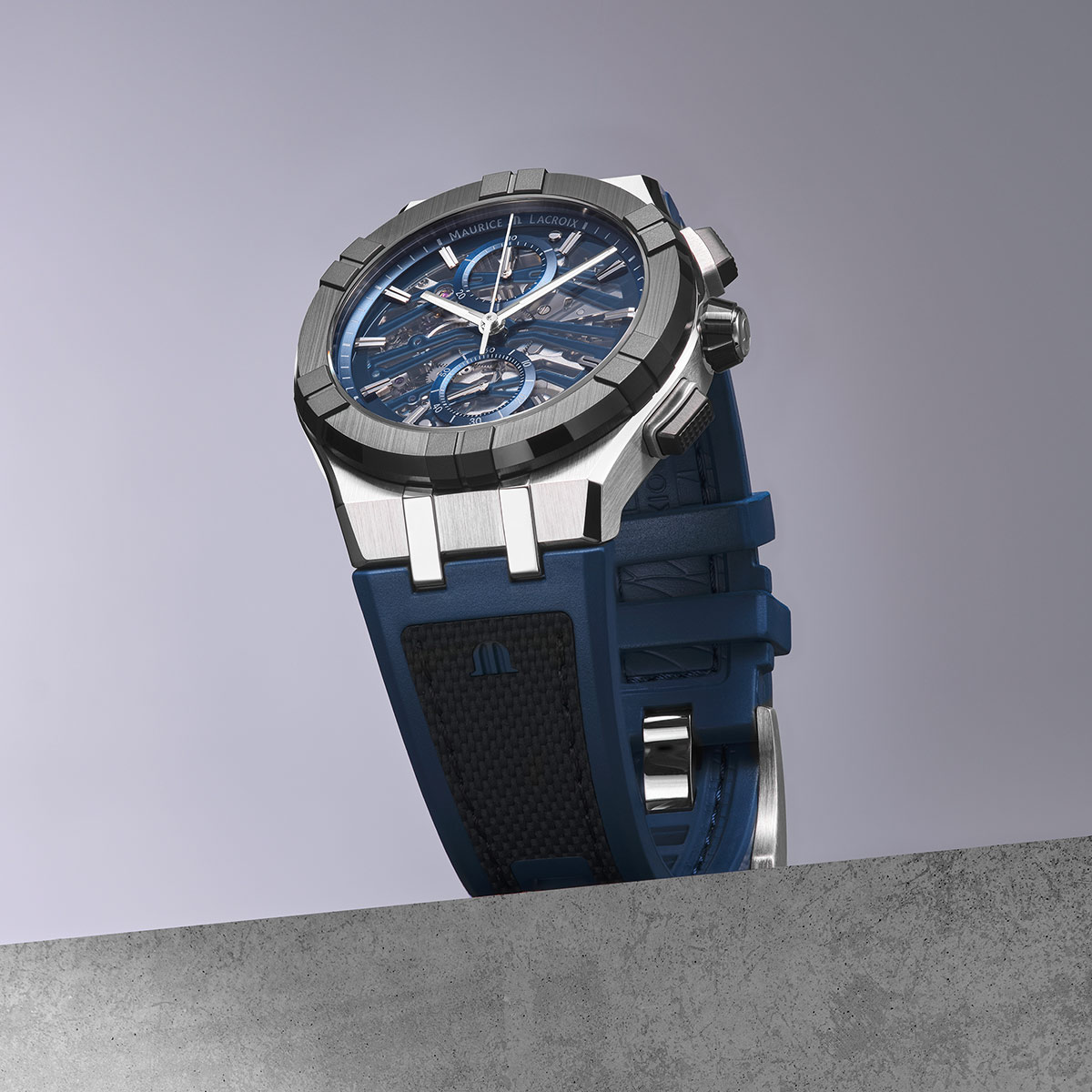 Maurice Lacroix AIKONIC AUTOMATIC CHRONOGRAPH SKELETON BLAU Herrenuhr AC8018-SSL20-030-4