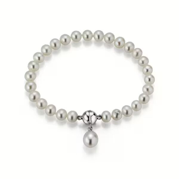 R99_300 Adriana Perlenarmband Süßwasser 6-9 mm rund mit Tropfenanhänger L25-6