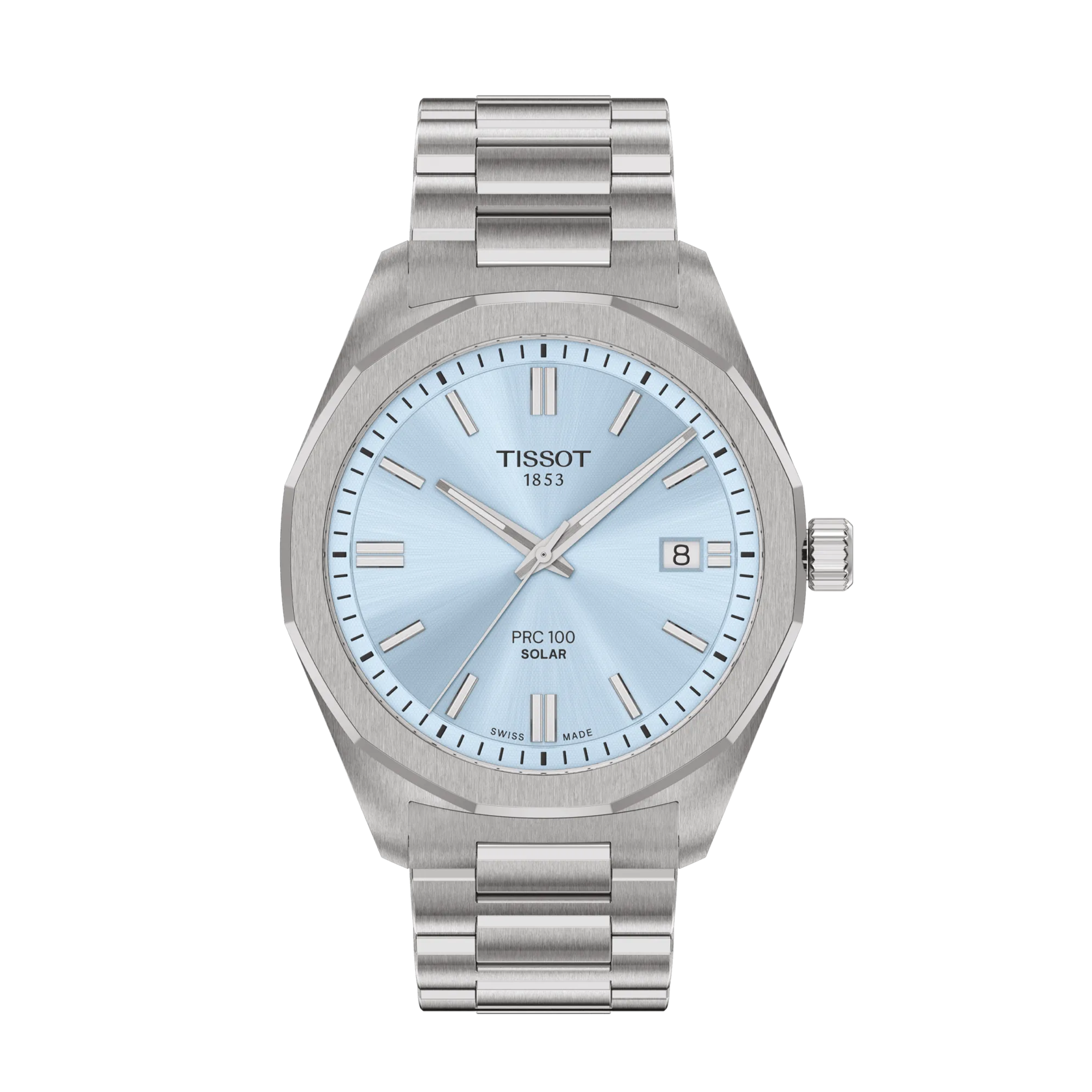 Tissot PRC 100 Solar 39mm, Silber, Edelstahlarmband Herrenuhr T151.422.11.351.00