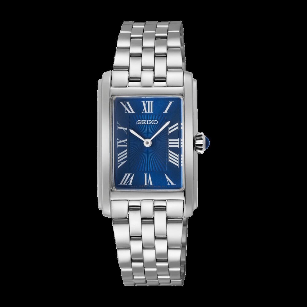 klassische-damenuhr-quartz-armband-stahl-blaues-zifferblatt-uhr Seiko Classic Quartz Women's Watch SWR085P1