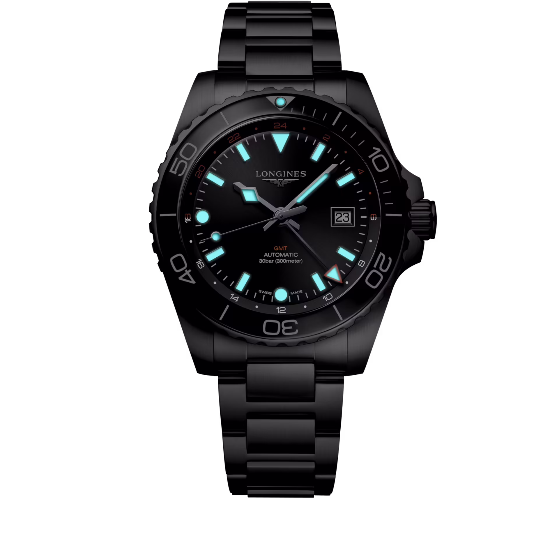 Longines HydroConquest GMT schwarz 43mm Herrenuhr L3.890.4.56.6