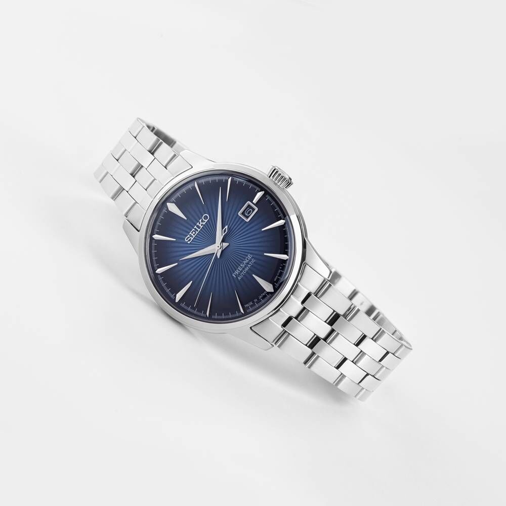 Uhr-Herren-Presage-Automatik-Cocktail-Zifferblatt-Blau Seiko Presage Automatikuhr Herrenuhr SRPB41J1