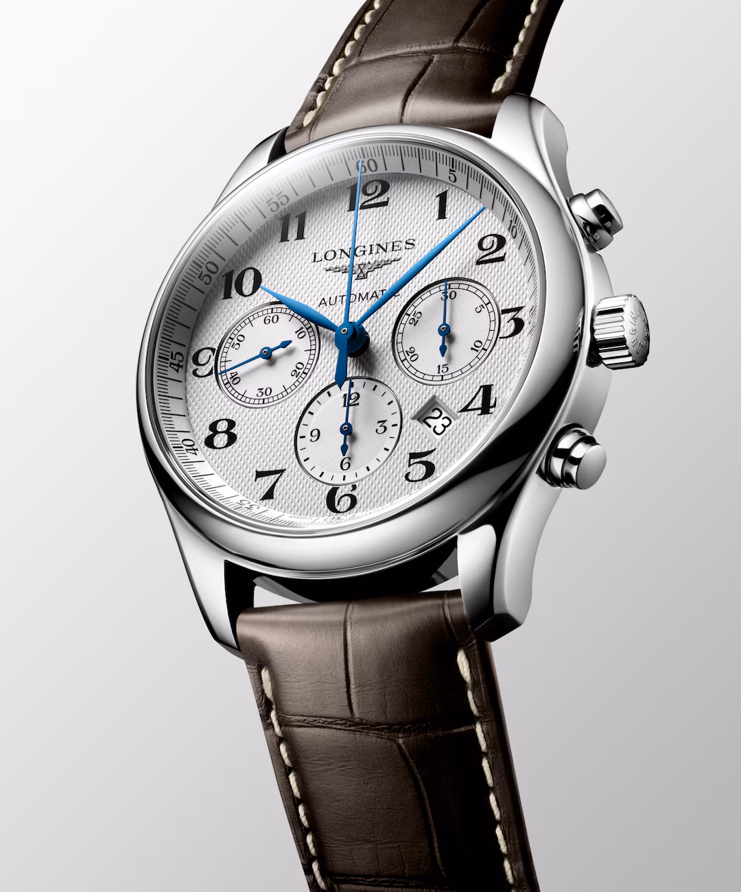 Longines Master Collection Chronograph Silber Lederband Herrenuhr L2.759.4.78.3