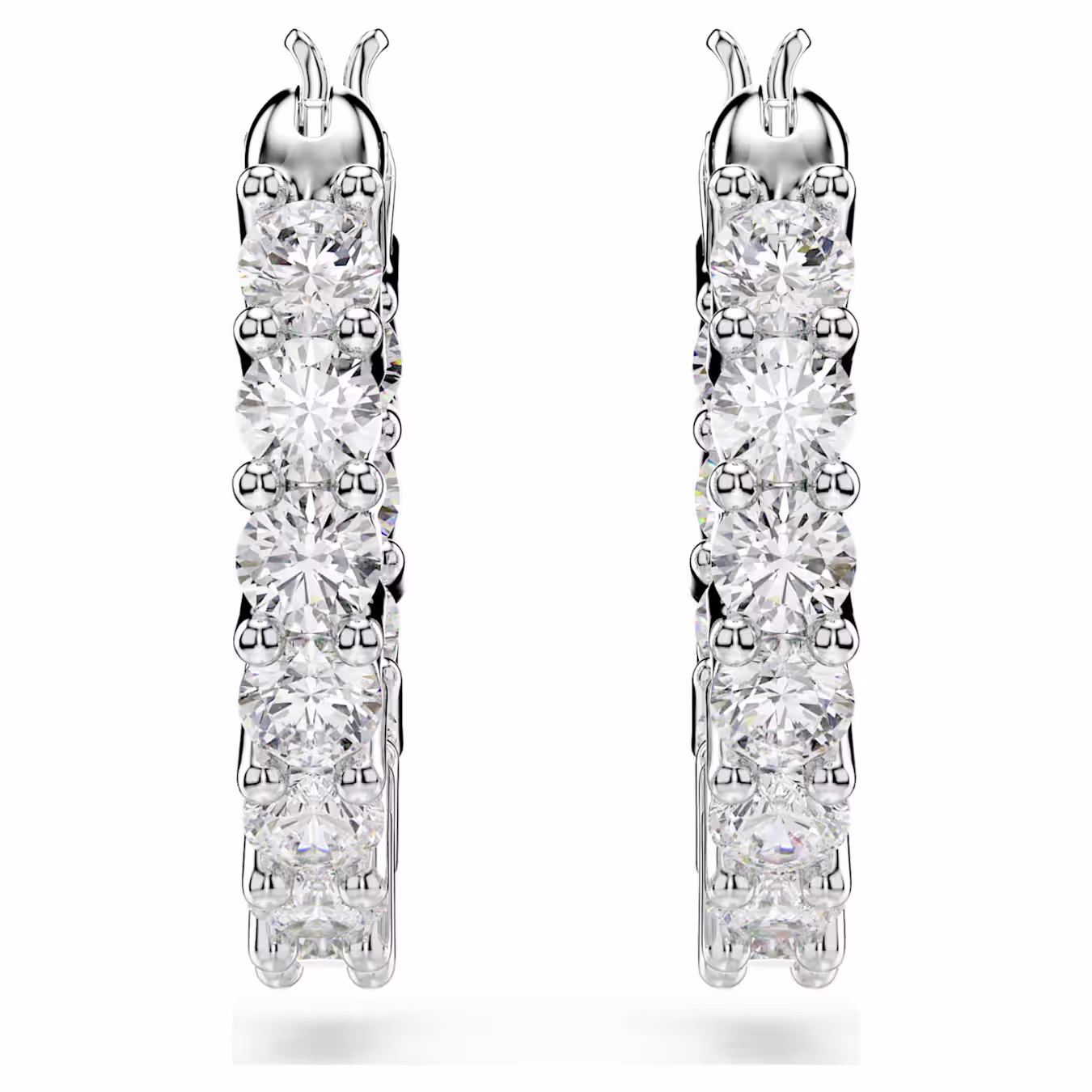 Swarovski Matrix Vittore hoop earrings, round cut, white, rhodium-plated