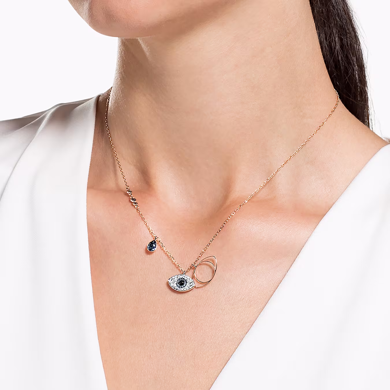 Swarovski  Symbolica Anhänger Böser Blick,Halskette, Blau, Metallmix