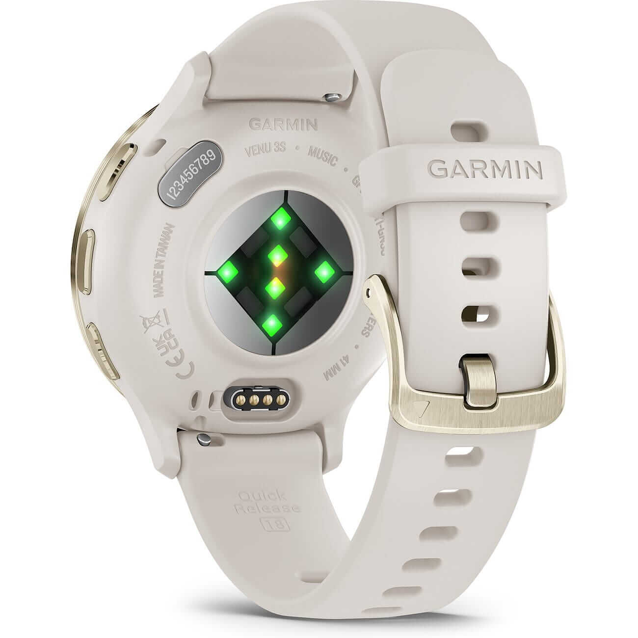 Garmin Venu 3S Elfenbein/Softgold mit Silikonarmband Damenuhr 010-02785-04