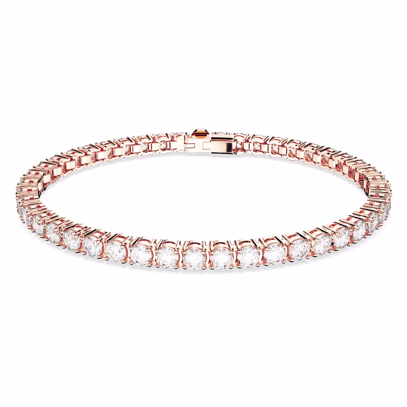 Swarovski Matrix Tennis Bracelet, Round Cut, White, 18k Rose Gold Plated