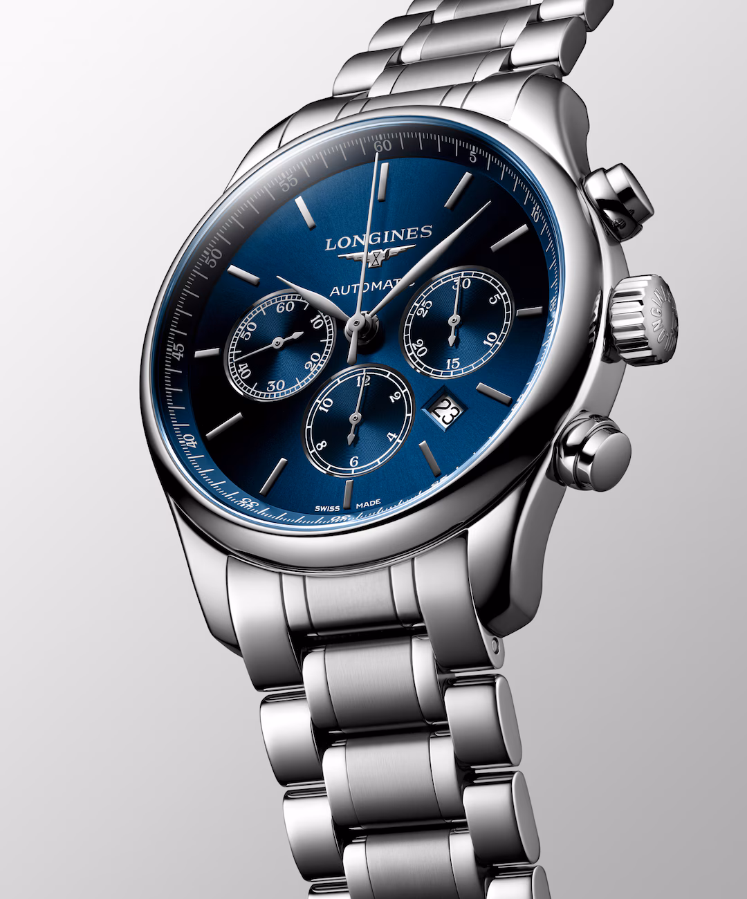 Longines Master Collection Chronograph Blau Edelstahlband Herrenuhr L2.859.4.92.6