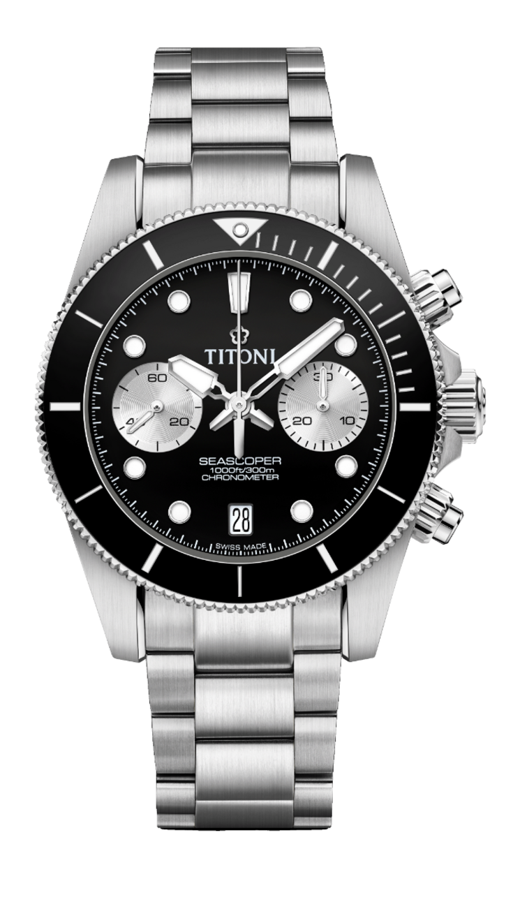 Titoni Seascoper Chronograph Men's Watch 94300 S-BK-731 Titoni Seascoper Chronograph Men's Watch 94300 S-BK-731