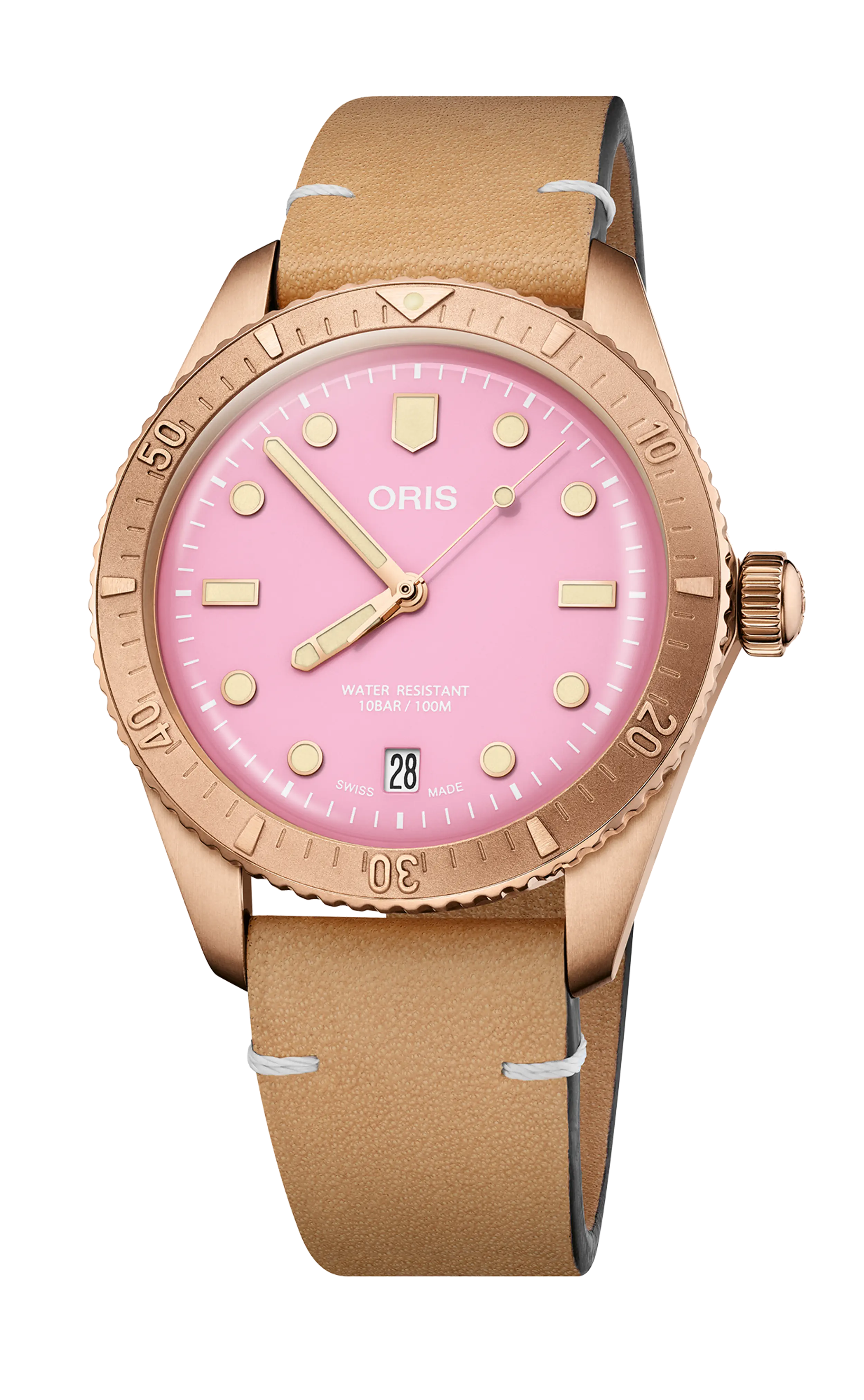 Oris Divers Sixty‑Five Cotton Candy 38mm, Bronze, Pink Women's Watch 01 733 7771 3158-07 5 19 04BR
