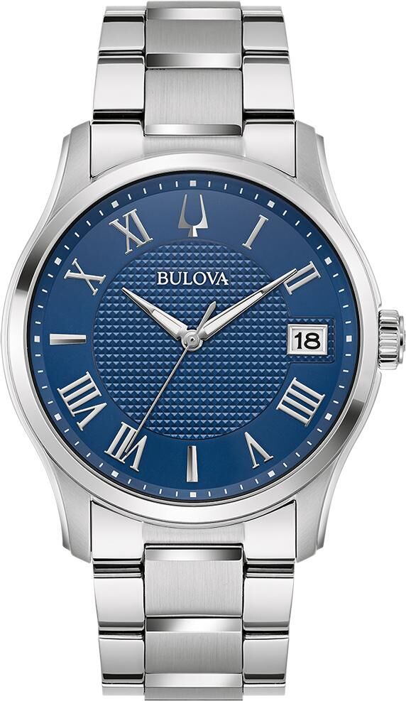 Bulova Wilton Analog Quartzwerk, Edelstahlband, Blau Herrenuhr 96B386
