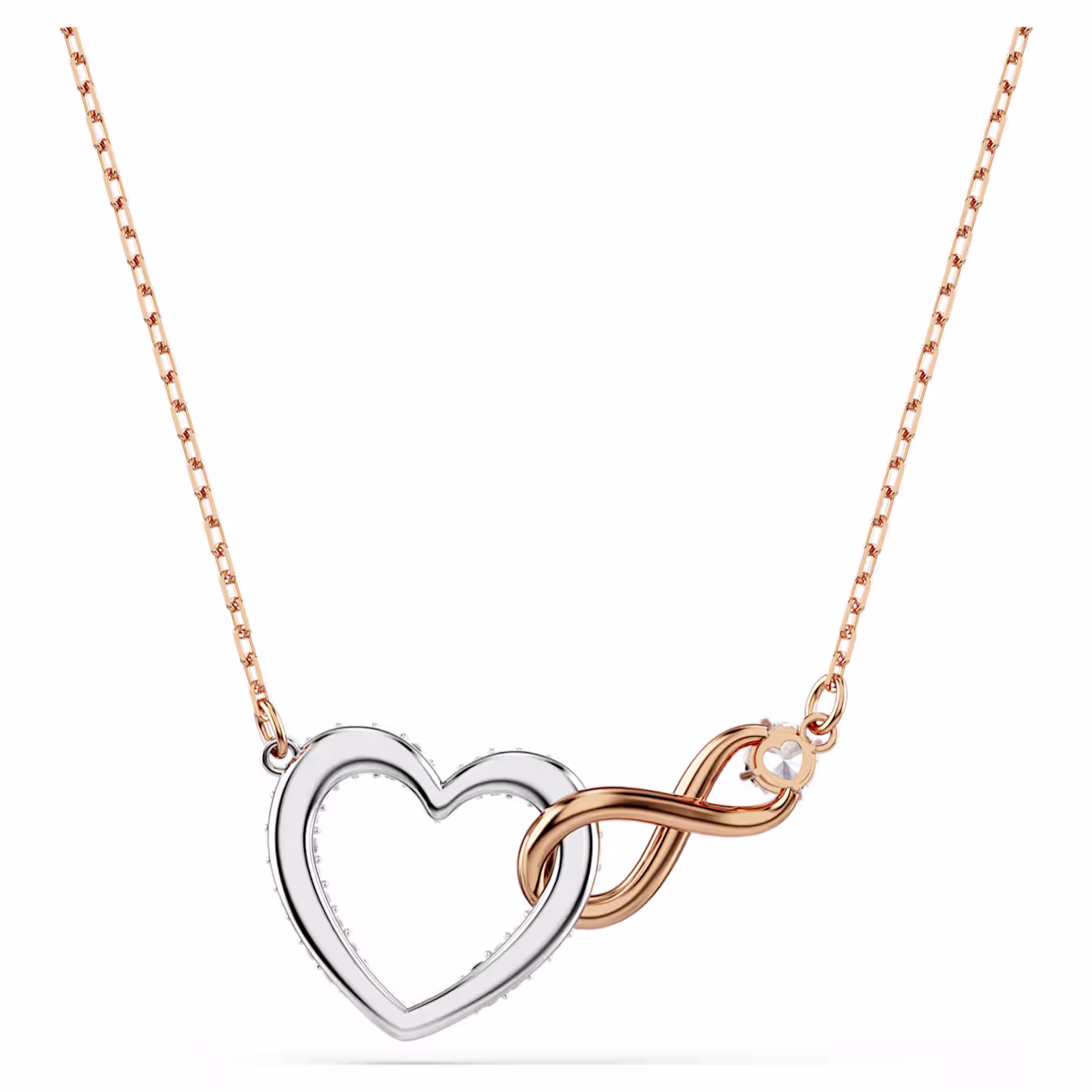 Swarovski  Hyperbola Halskette Unendlichzeichen und Herz, Weiß, Metallmix