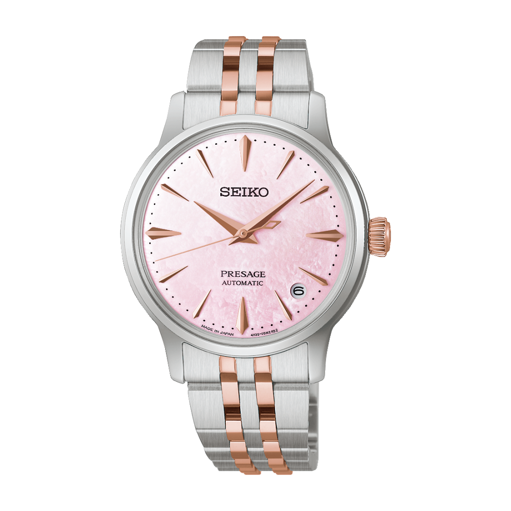 Seiko Presage Cocktail Time Automatik, Limited Edition, 3 Zeiger, Rosa, Multicolor Damenuhr SRPM06J1