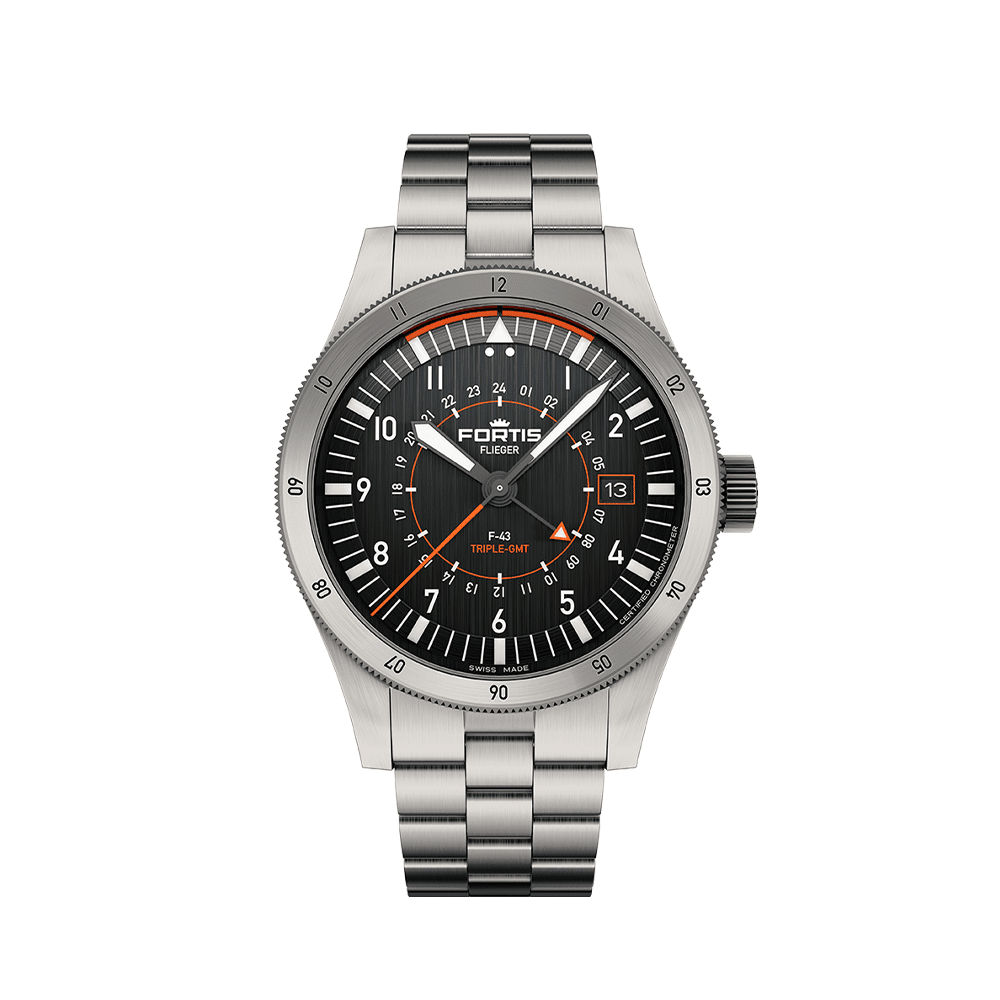 Fortis FLIEGER F-43 Triple-GMT Black Men's Watch F4260000