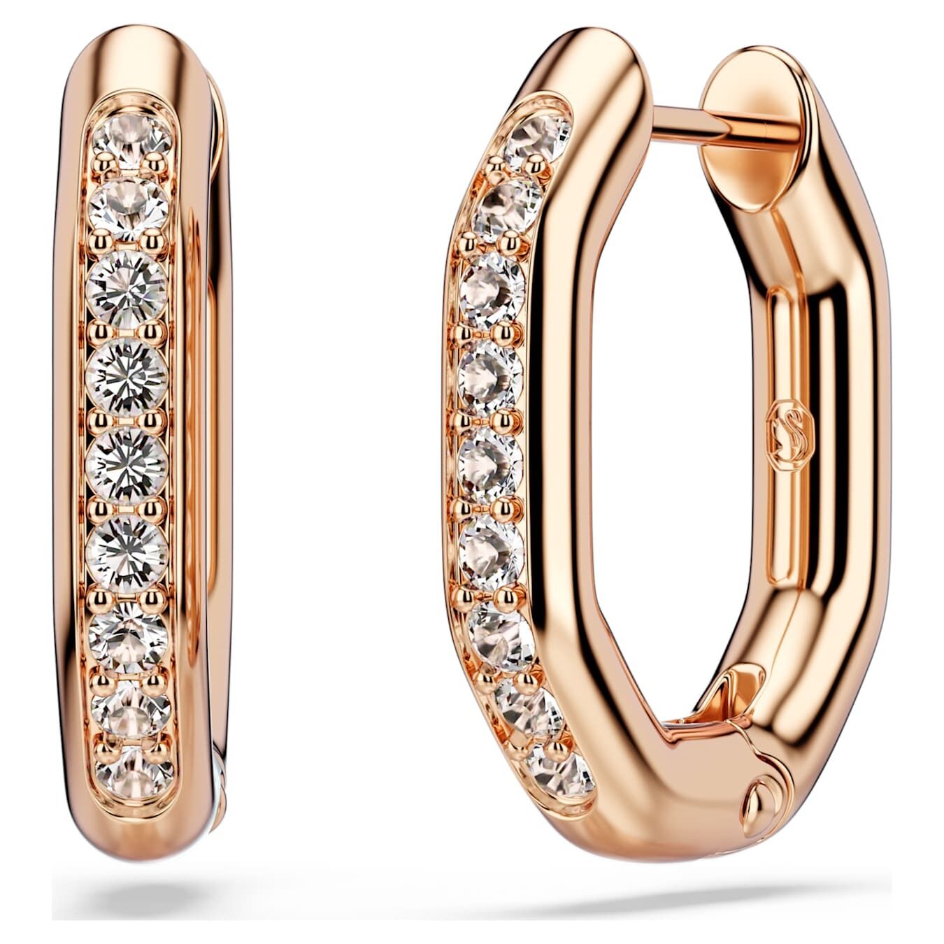 Swarovski  Dextera Kreolen Achteckform, Rundschliff, Klein, Weiß, Roségold-Legierungsschicht