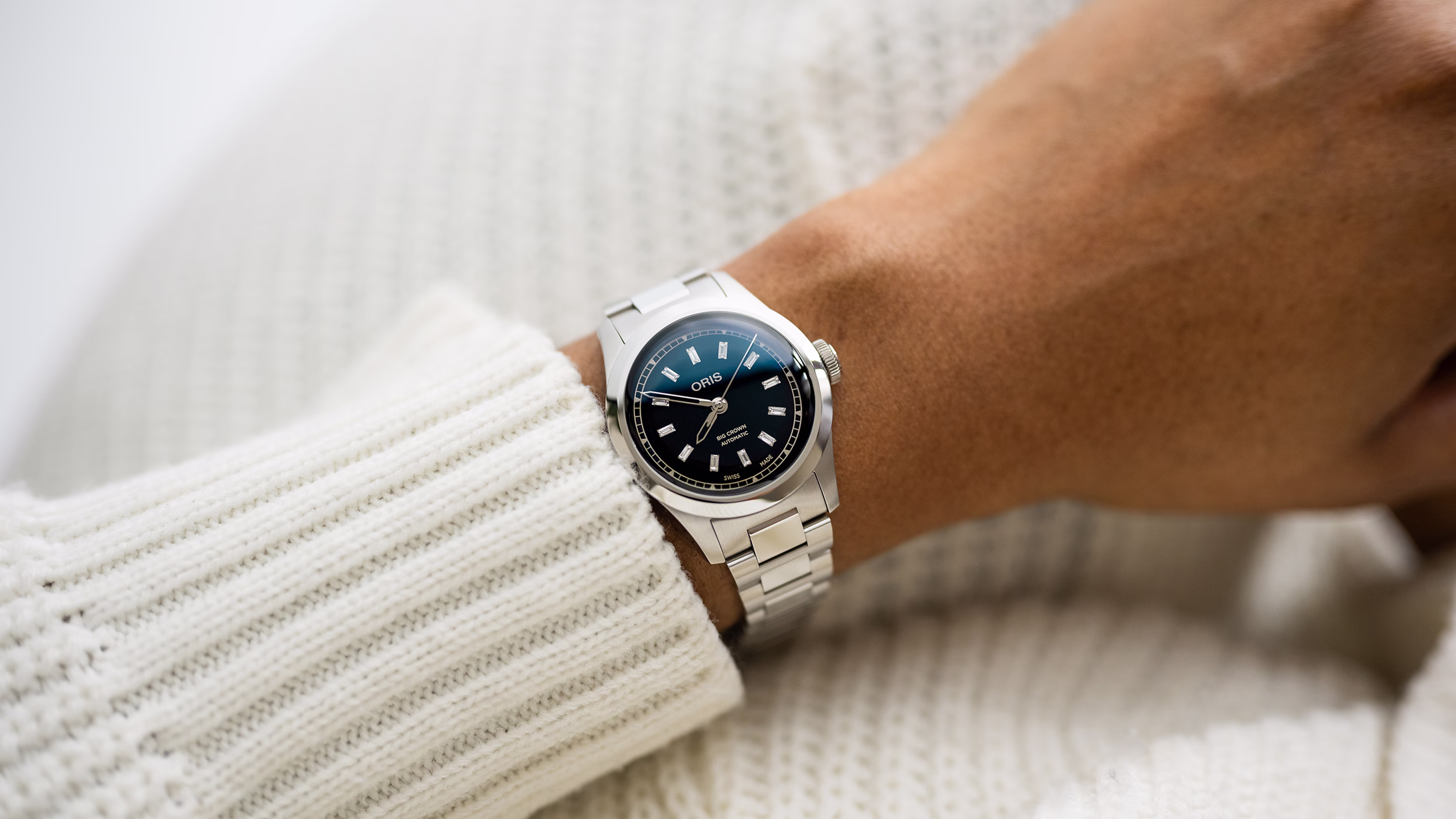 Oris Big Crown Diamonds 34mm, Automatic, Stainless Steel, Black Ladies' Watch 01 531 7797 4094-07 8 17 06