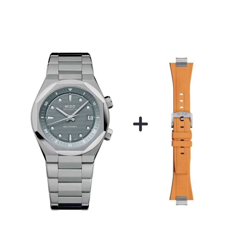 Mido Multifort 8 Two Crowns M047.507.11.081.00 Set mit Kautschukband orange