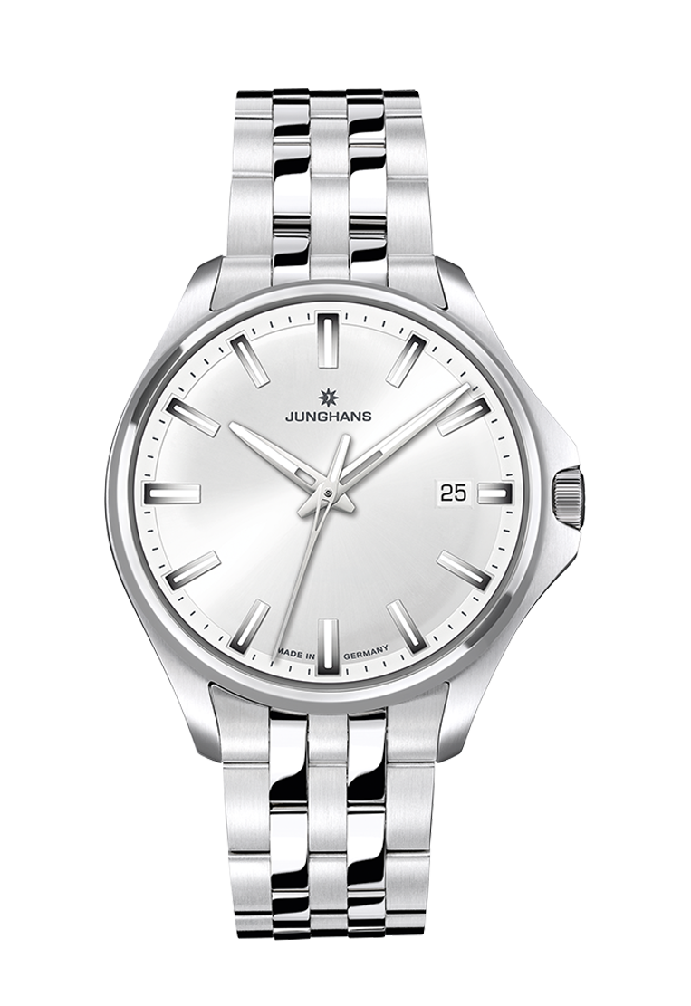 Junghans Meister S Quarz 35, Silber, Edelstahlband, 35mm Herrenuhr 47/4633.44