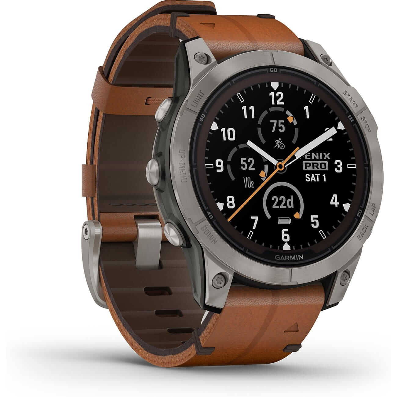 88786289 Garmin fēnix® 7 Pro Sapphire Solar Graphit Titan mit Lederarmband und Silikonband 010-02777-30