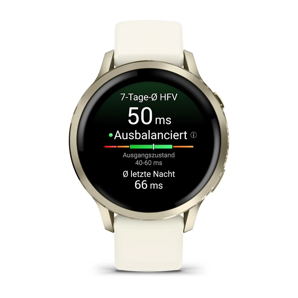 Garmin Venu® 4 - 41 mm Beige/Lunargold mit Schnellwechsel-Silikon-Armband 18 mm Bone Unisexuhr 010-03013-00